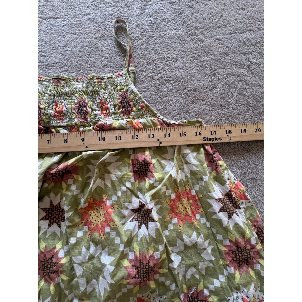 Universal Thread Green Star Quilt Print Smocked Maxi Dress Cotton Small - Picture 3 of 7